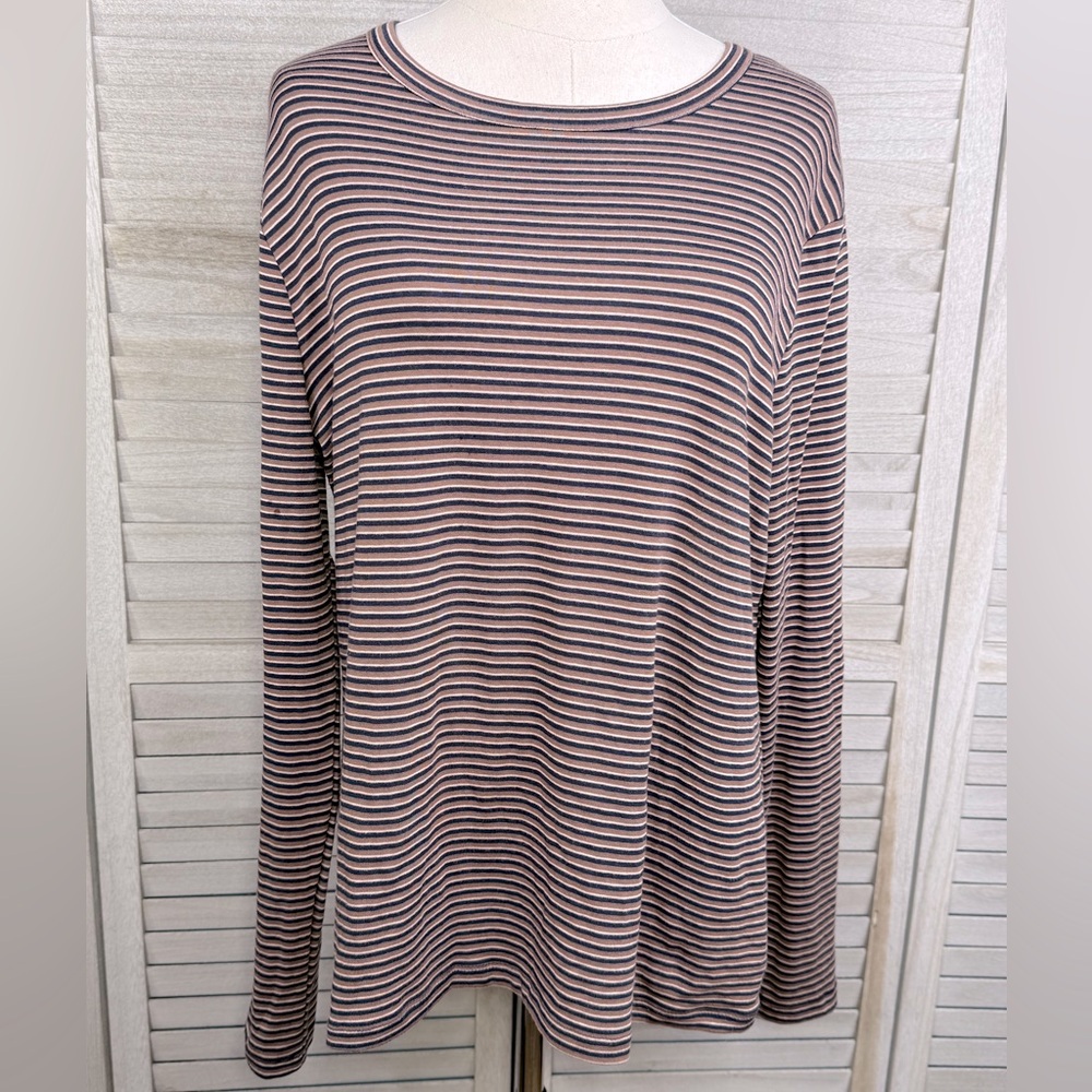 A NEW DAY Striped Long Sleeve Tee-XXL